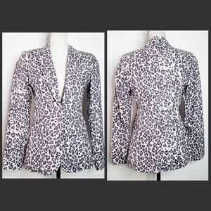 Rachel Zoe Animal Print Linen Cotton Blazer open front back vent lined medium